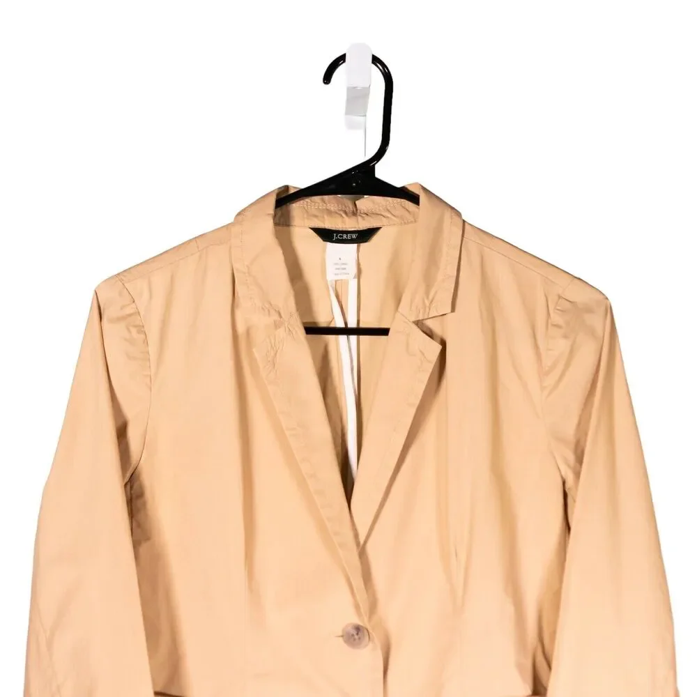 J Crew Womens Blazer 4 Beige Khaki Cotton Two Button Tailored Career Work Jacket